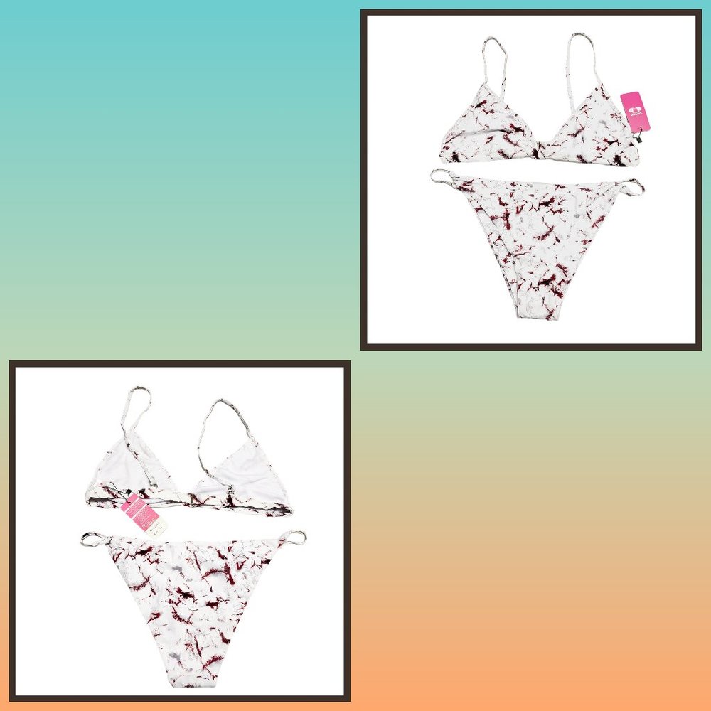 Skekini‎ Bikini XL - Burgundy Gray and White - NWT